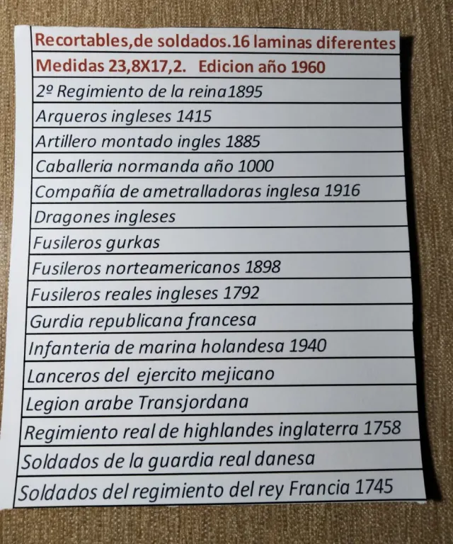 16 ANTICHE SCHEDE TAGLIABILE DEGLI ANNI '60