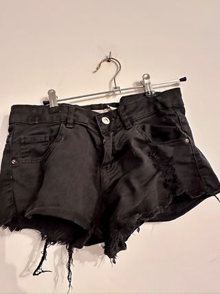 Shorts Bershka Negros Talla S Desgastados