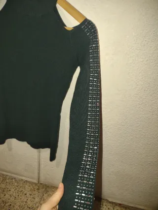 Jersey verde mujer manga larga