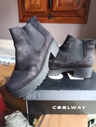 Botines Coolway Negro/Plata