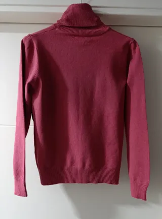 Jersey cuello alto rosa mujer