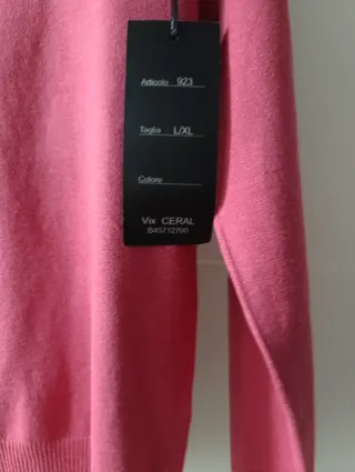 Jersey cuello alto rosa mujer