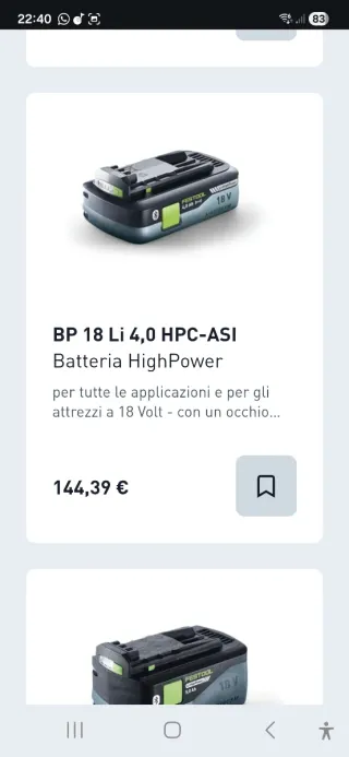 Batteria Festool 4 Ah Airstream bluetooth