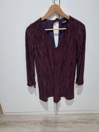 Vestido fiesta The Are, lame  burdeos talla S-XS