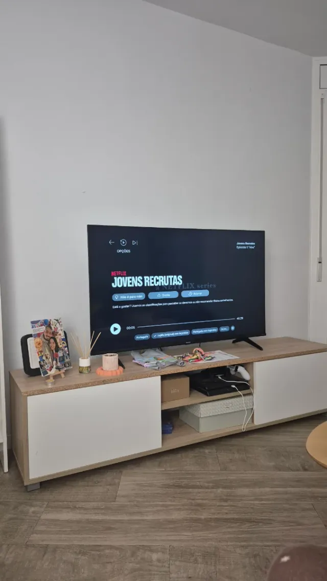 Mueble de TV MyosHome – blanco y roble, 180 cm