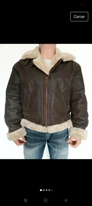 Bomber aviador piloto cuero auténtico L