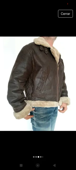 Bomber aviador piloto cuero auténtico L