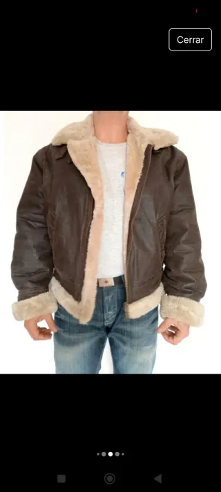 Bomber aviador piloto cuero auténtico L