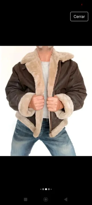 Bomber aviador piloto cuero auténtico L