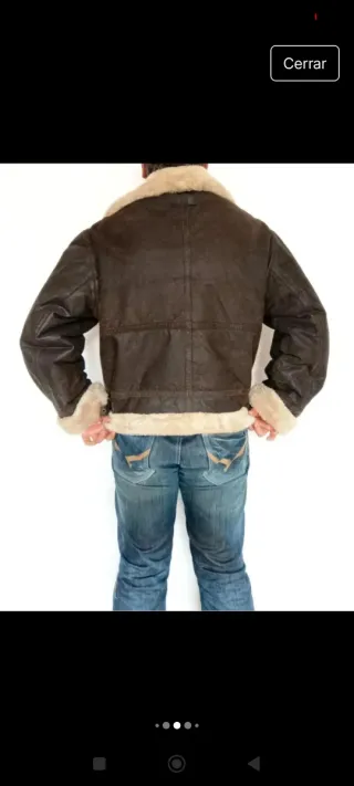Bomber aviador piloto cuero auténtico L