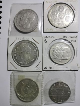 6 Monedas de Plata Bélgica