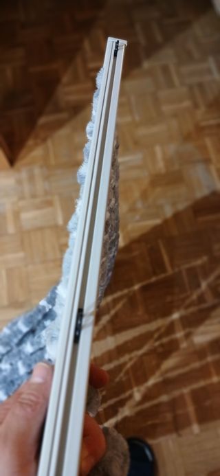 Cortina puerta caravana gris y blanca