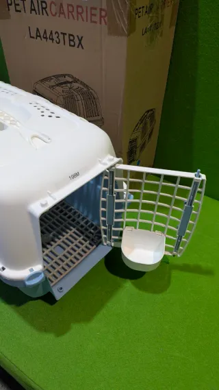 Transportín para gatos azul y blanco