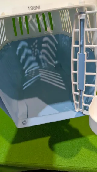 Transportín para gatos azul y blanco