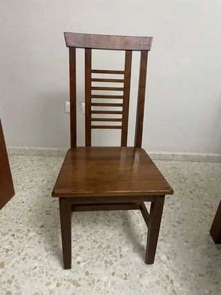 Mesa comedor y 6 sillas madera y cristal