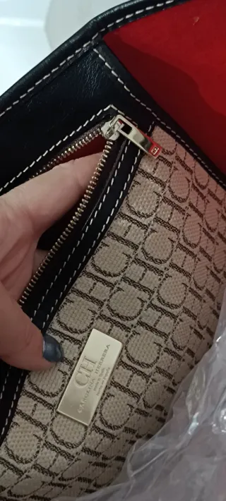 Bolso Tote Carolina Herrera Beige y Rojo