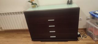 Cómoda 5 cajones chapa madera wengue