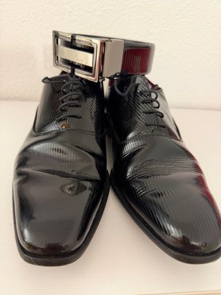 Zapatos y Cinturón Novio Negro/Plata