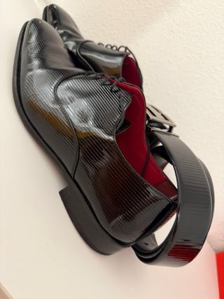 Zapatos y Cinturón Novio Negro/Plata