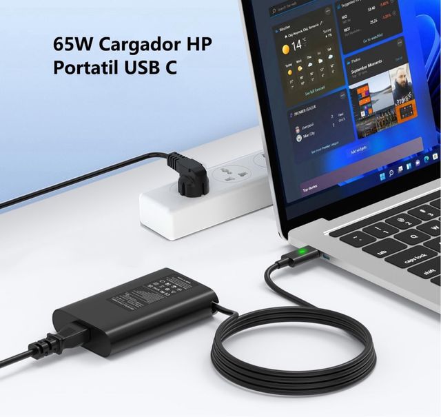 Cargador Portatil USB C 65W Compatible con HP Elit