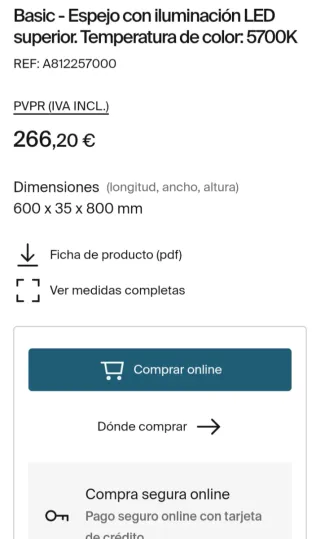 Espejo ROCA con LED integrado