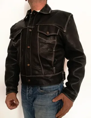 Cazadora vaquera tejana cuero auténtico M Medidas