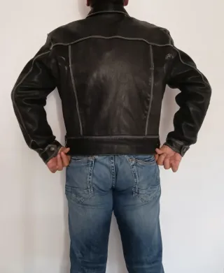 Cazadora vaquera tejana cuero auténtico M Medidas