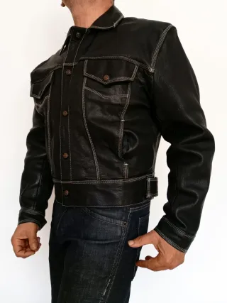 Cazadora vaquera tejana cuero auténtico L Medidas