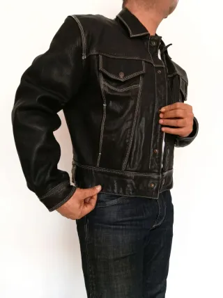 Cazadora vaquera tejana cuero auténtico L Medidas