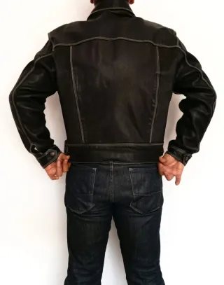 Cazadora vaquera tejana cuero auténtico L Medidas