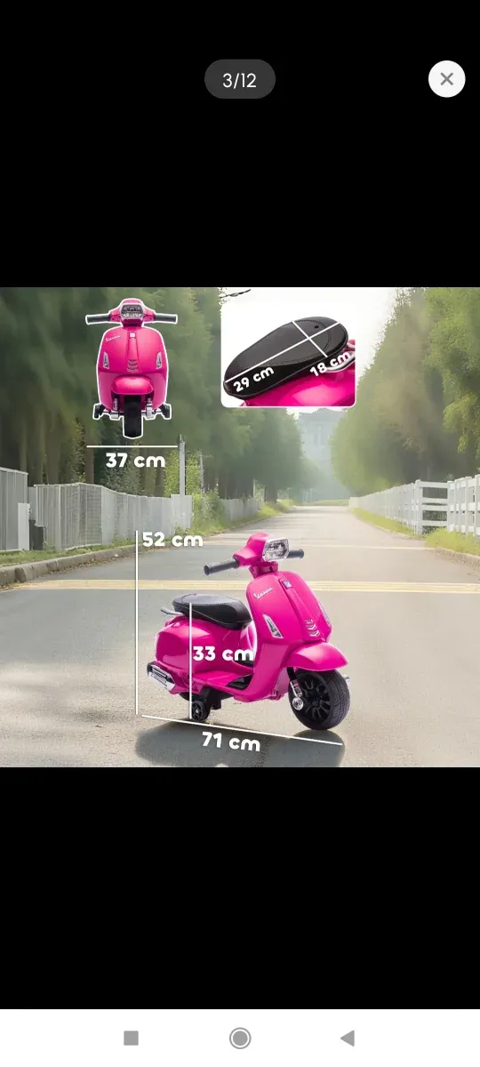 Vespa eléctrica infantil rosa