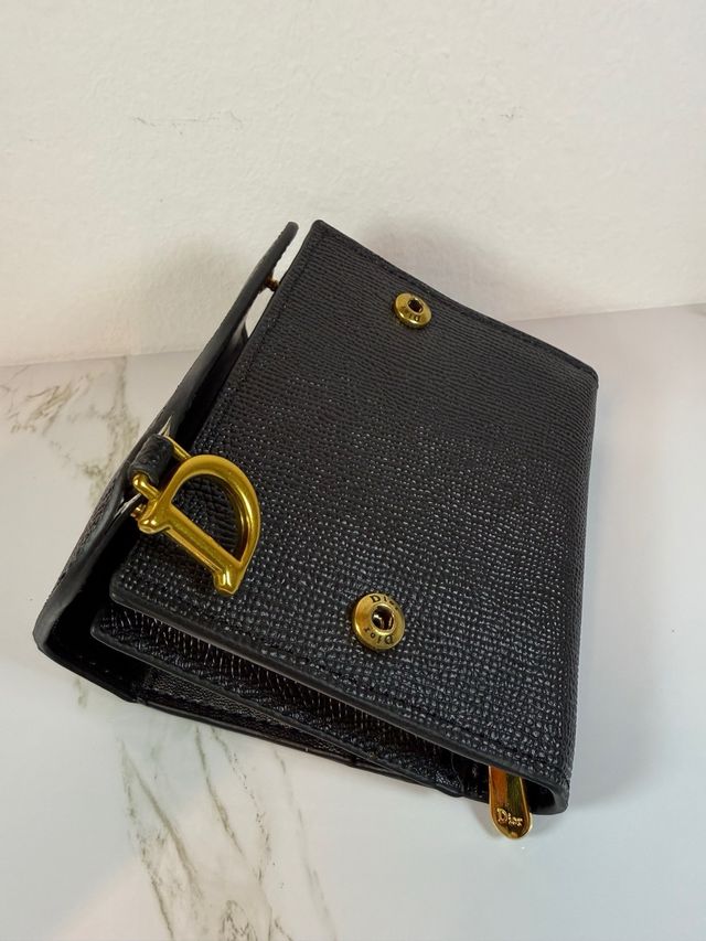 Portafoglio Christian Dior in pelle nera