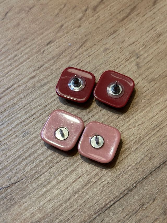 Set 2 paia orecchini rossi e rosa