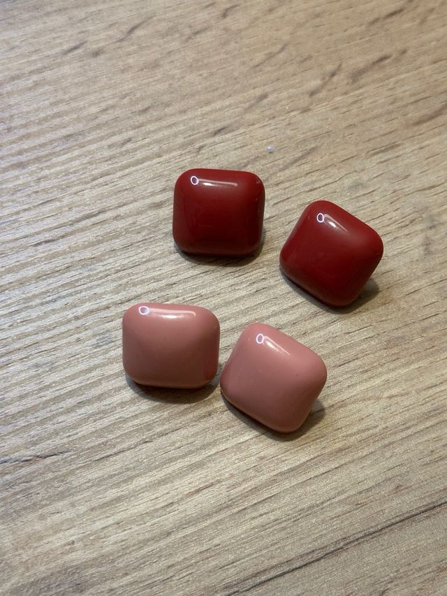 Set 2 paia orecchini rossi e rosa