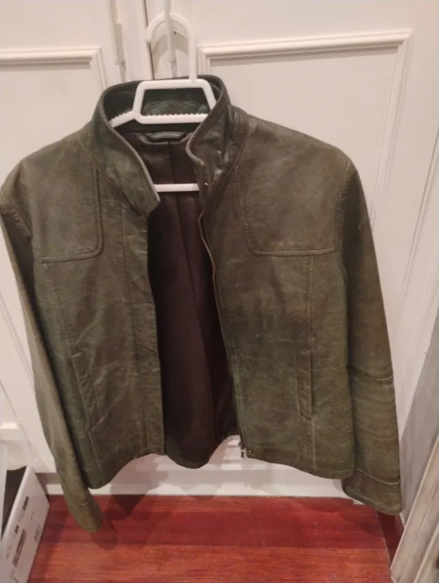 Chaqueta Biker Piel Stefanel Verde