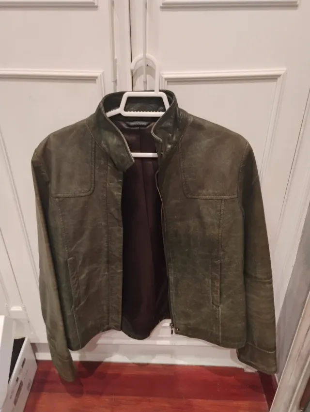 Chaqueta Biker Piel Stefanel Verde