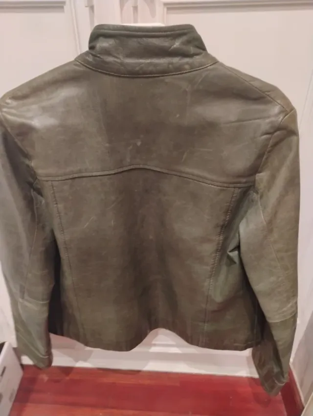 Chaqueta Biker Piel Stefanel Verde