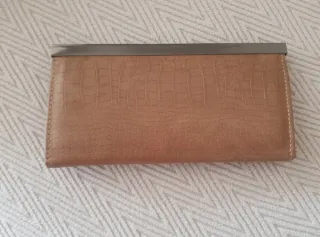 Monedero vintage piel pitón beige