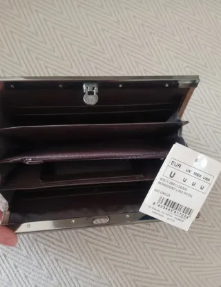 Monedero vintage piel pitón beige