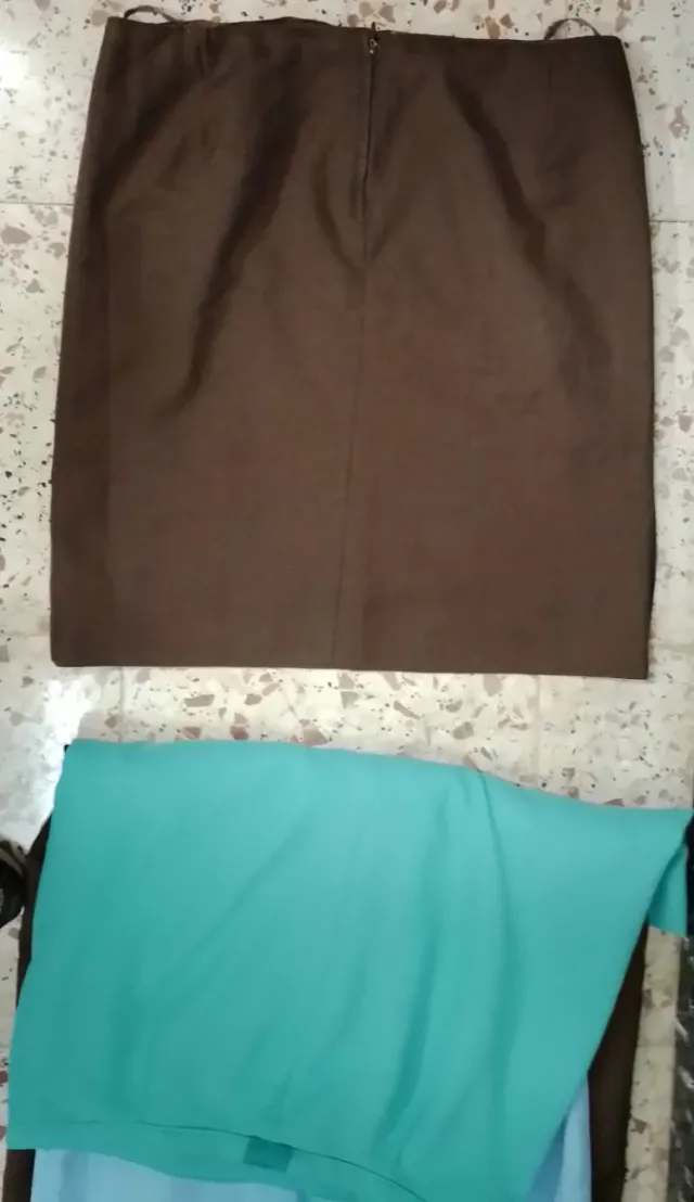 Lote 4 faldas mujer turquesa, azul y marrón t 52