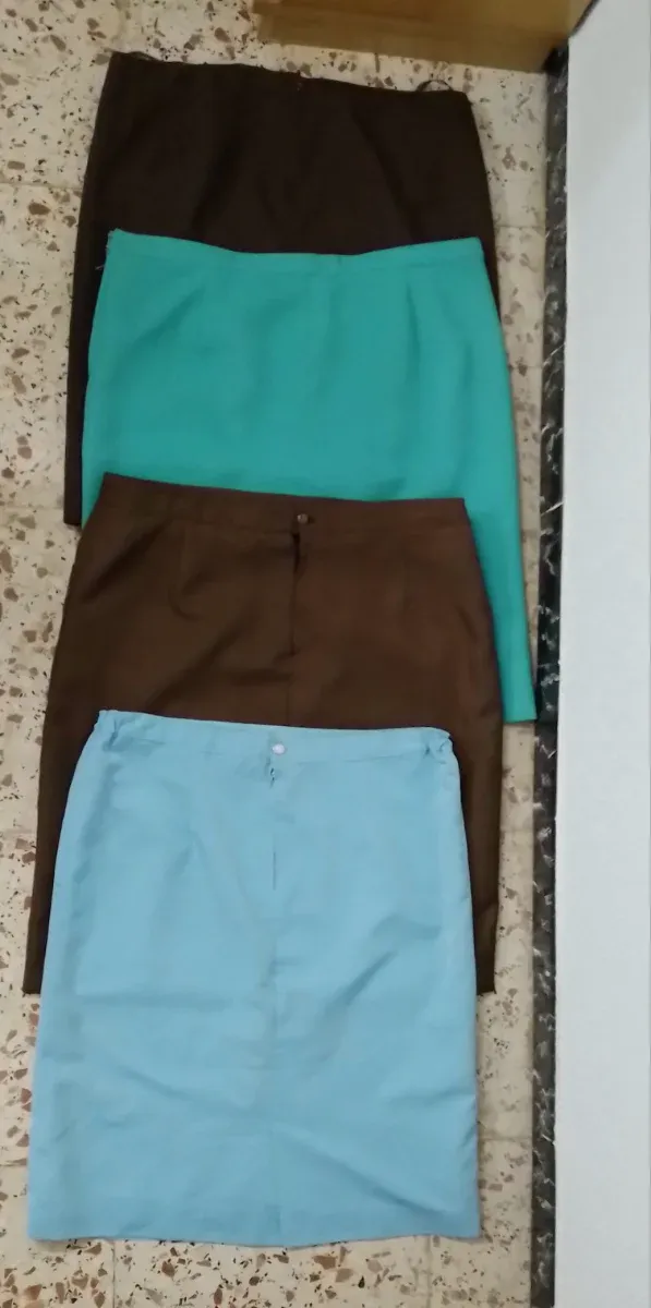 Lote 4 faldas mujer turquesa, azul y marrón t 52