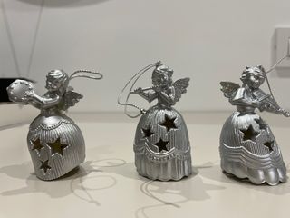 Angeli Decorativi Argento per Albero di Natale