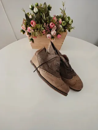 Zapatos de cuña mujer beige y marrón