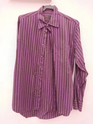 Camisa Zara Rayas Morado Talla L