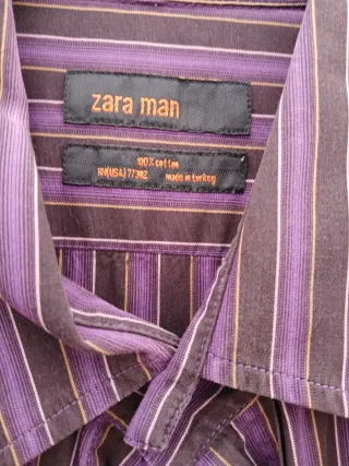 Camisa Zara Rayas Morado Talla L