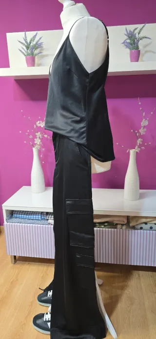 Conjunto Zara Viscosa Negro Talla L