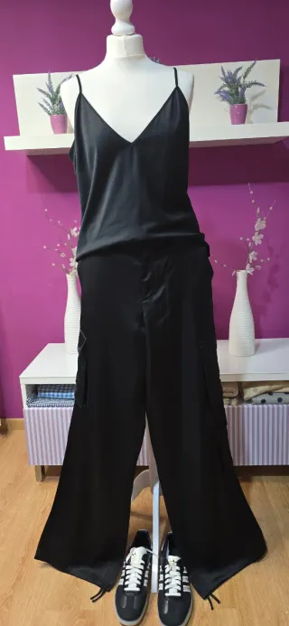 Conjunto Zara Viscosa Negro Talla L