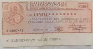 Banconote 100 Lire Istituto Bancario San Paolo