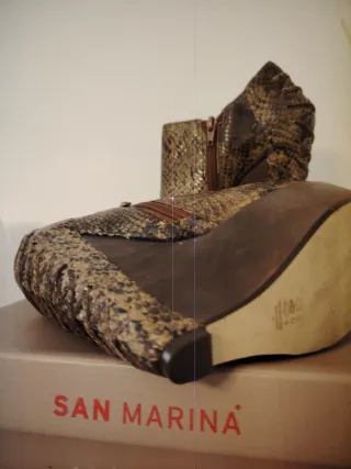 Botins Pele Genuína Salto Anabela