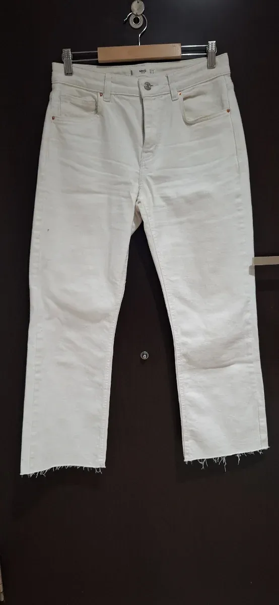 Pantalón Mango Cropped Blanco
